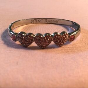 Betsey Johnson Silver and Pink Heart Bracelet